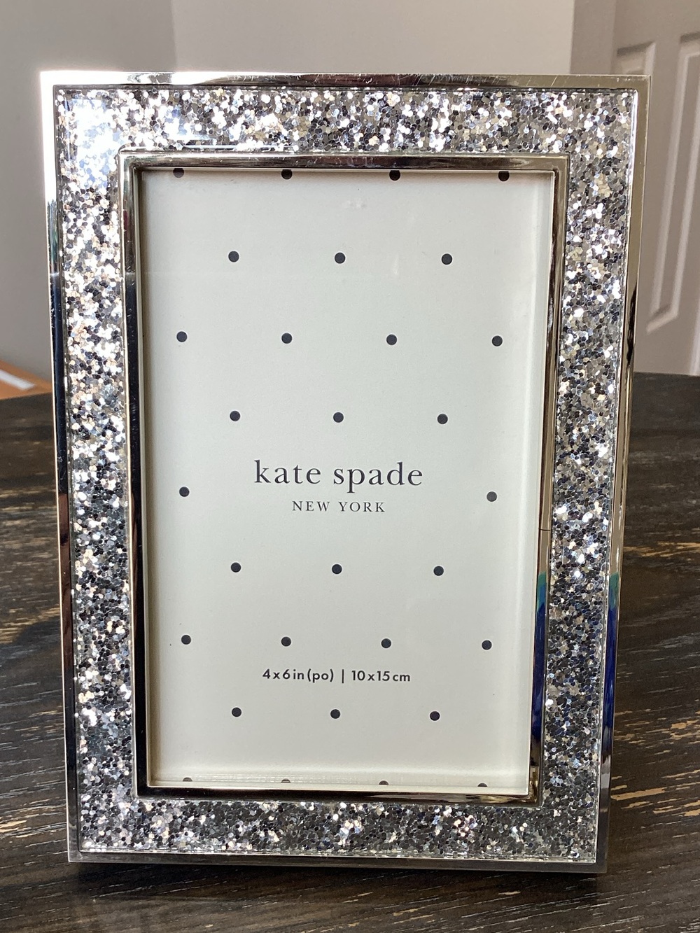 Kate Spade x Lenox Sitting Pretty Silver Glitter 4x6 Picture Frame